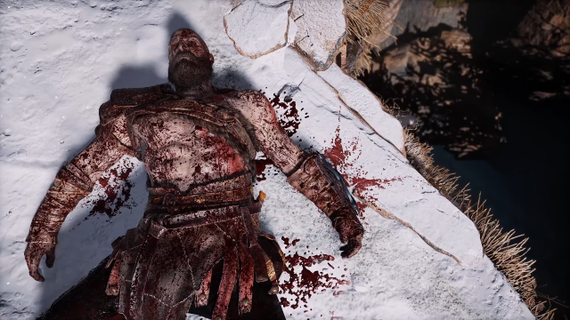 God of War Kratos Exhausted Bloody